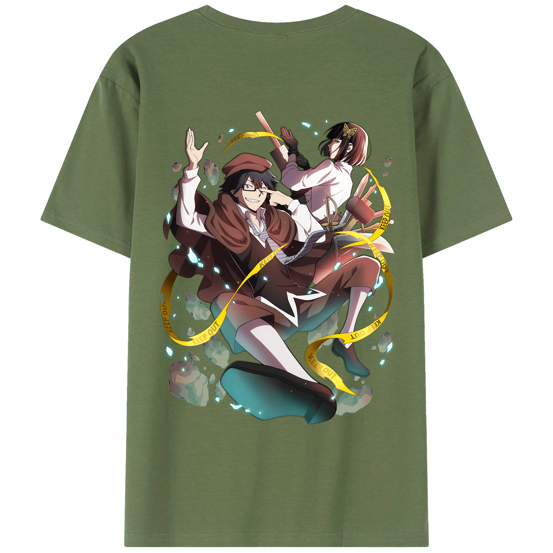 （画像用） 文豪ストレイドッグス Bungo Stray Dogs 綿100％ メンズ半袖Tシャツ（バックプリント） 通気性
